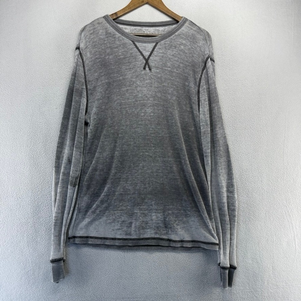 Aeropostale Thermal Shirt Mens Large Gray Paper Thin Burnout Cotton Vintage y2k